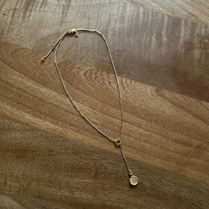 Madewell Bar Link Chain Lariat Disc Minimalist Necklace in Pale Gold Tone